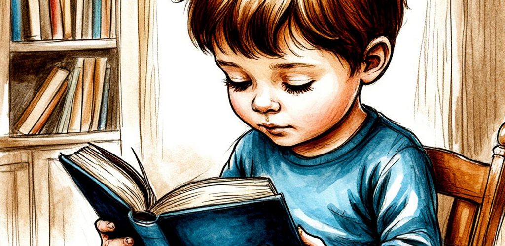 ребенок читает книгу